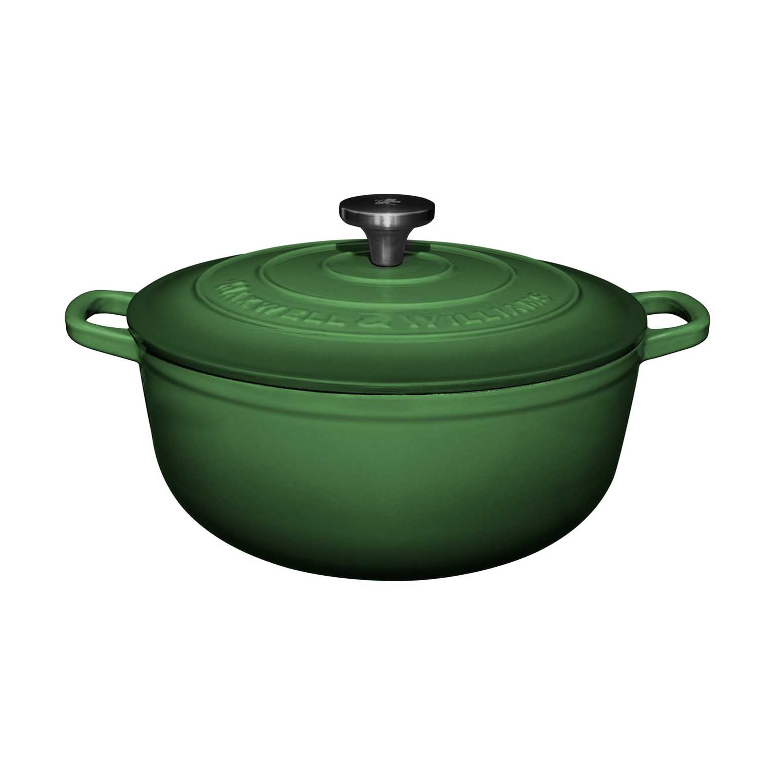 Maxwell & Williams Cast Iron Round Casserole English Racing Green 28cm